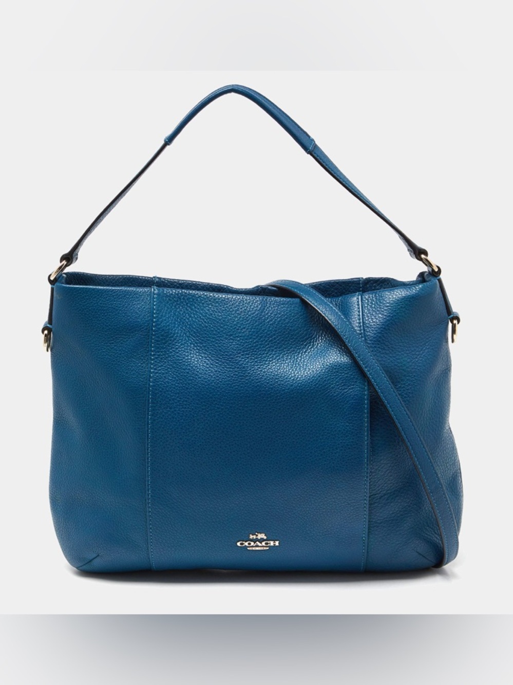 Coach Isabelle Pebble Leather Shoulder Bag in Teal Blue Handbag